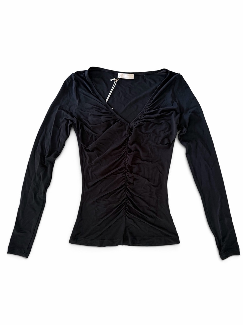 Ulla Johnson Tasia Long Sleeve Vneck Top Black P NWT